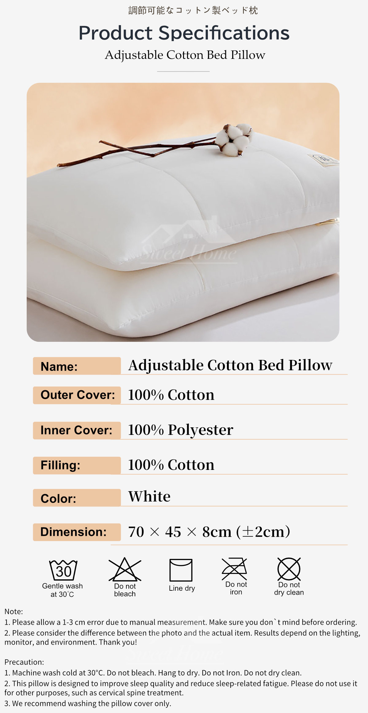 Adjustable Cotton Bed Pillow-10